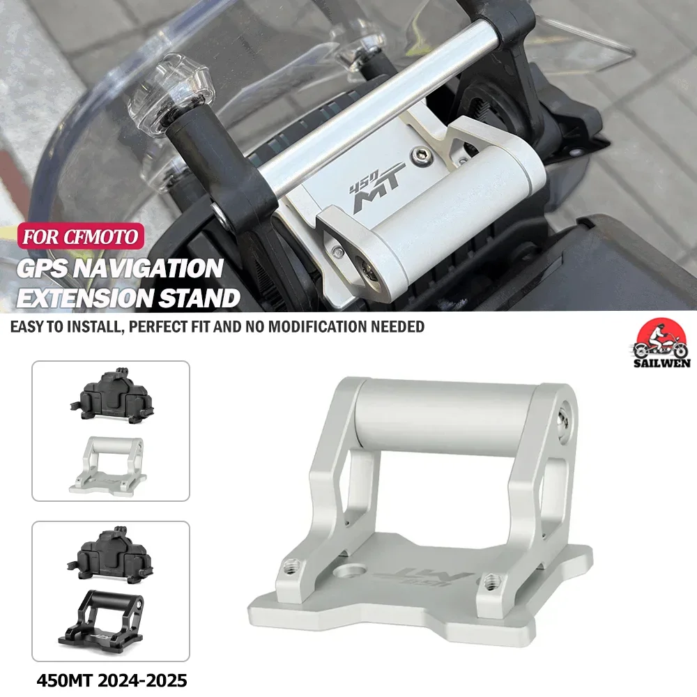 

Для CFMOTO 450MT алюминиевый GPS-держатель для телефона с ЧПУ, подставка для навигации, новый удлинительный кронштейн 450 MT 2024 2025