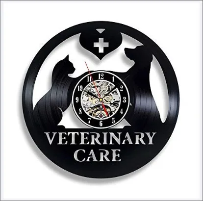 Caring for Cats and Dogs Vinyl Record Wall Clock Clock Home Creative Decoration Home Decor