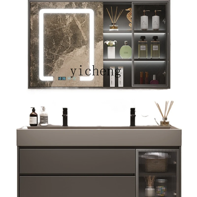 

XC Bathroom Cabinet Combination Smart Light Luxury Nano Rock Whole Washbin Bathroom Table Hand Washing Washbasin