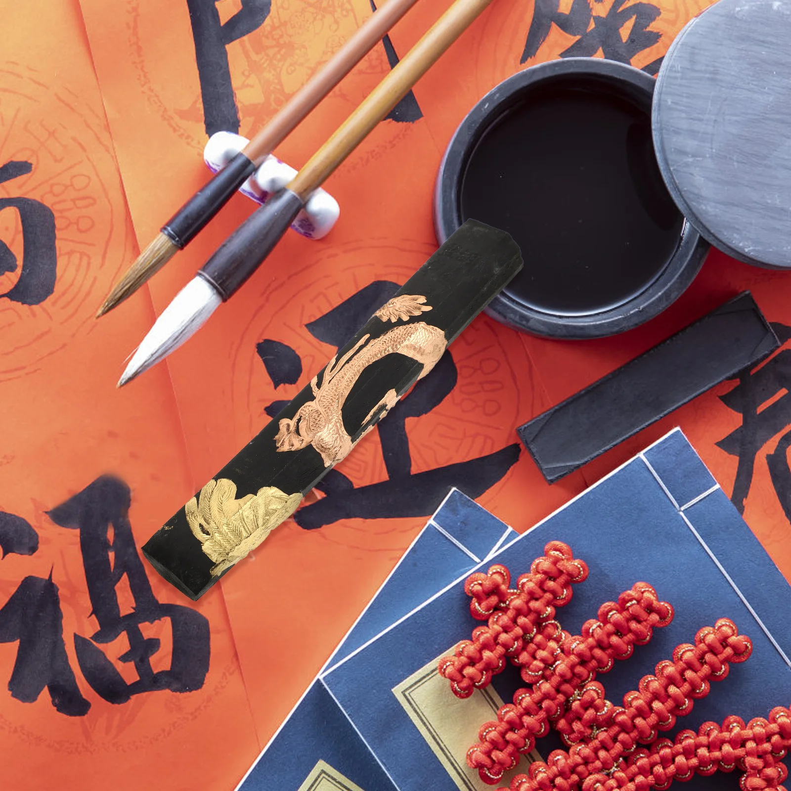 Premium Dragon Ink Stick Natural Material Calligraphy Practice Ink Block for Student Artist Collector Gift Smooth