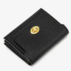 PU Leather Short Wallets Portable Solid Color Money Bag Card Holder for Women Girls