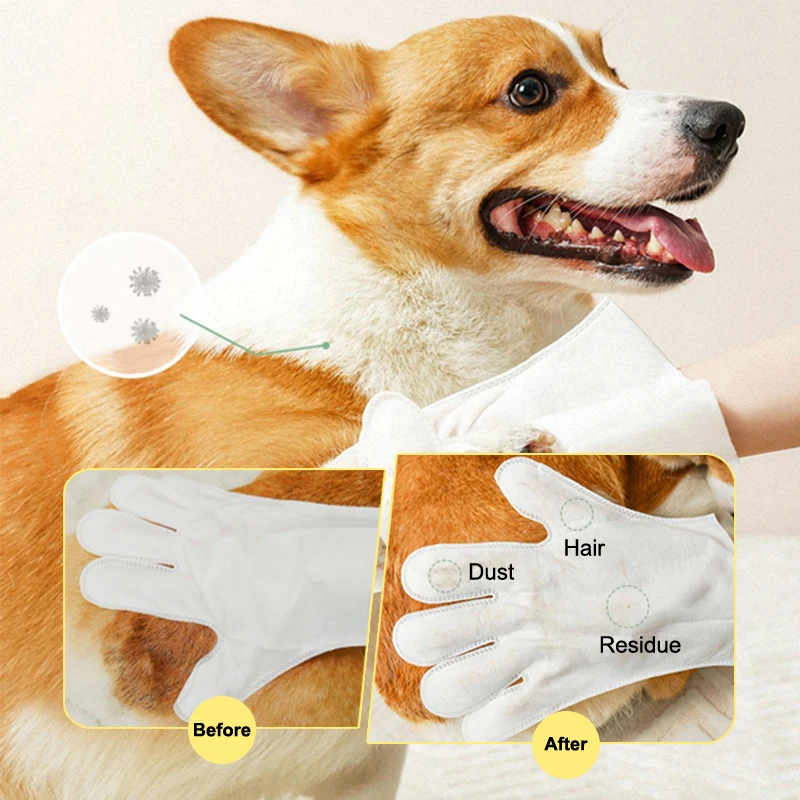 Toallitas para mascotas, guantes para limpieza de perros, Spa, desodorante sin enjuague, limpieza en seco, toallitas para gatos para perros y gatos, guantes de baño, suministro de limpieza