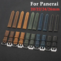 20mm 22mm 24mm 26mm Retro Genuine Leather Strap Handmade Crazy Horse Cowhide Watchband For Panerai PAM111/441/312 Men Bracelet