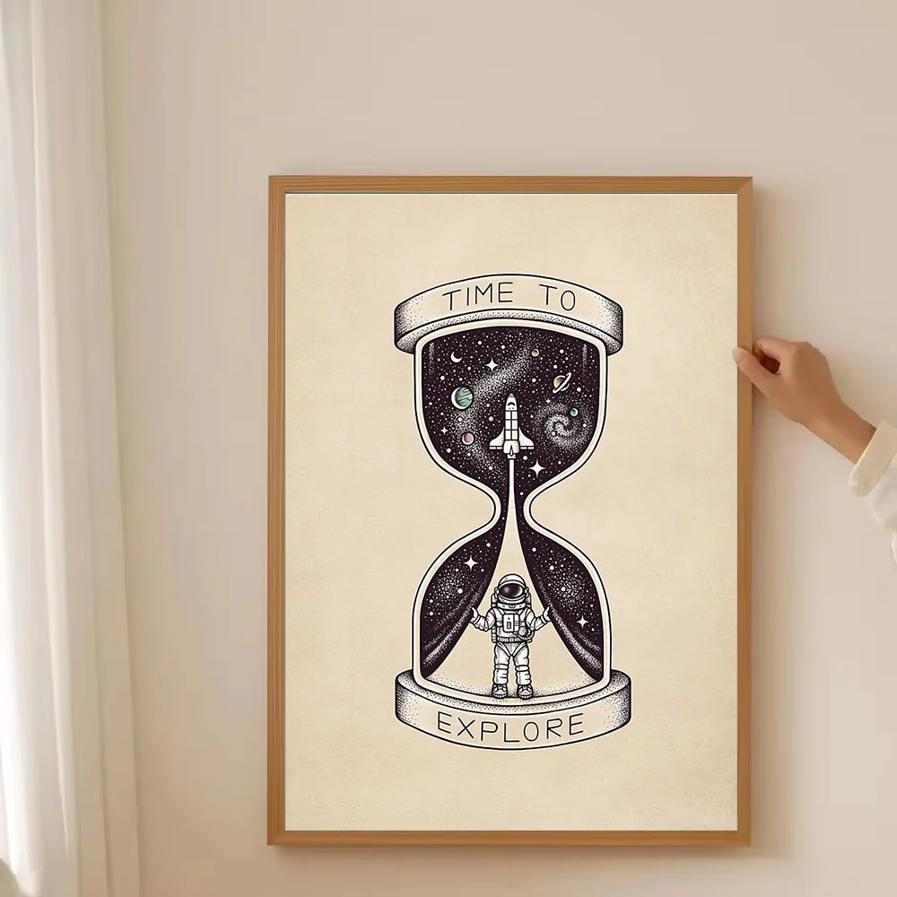 رائد فضاء الفضاء قماش جدار الفن غالاكسي الكون طباعة ريترو الخيال العلمي ديكور هدية ديكور المنزل