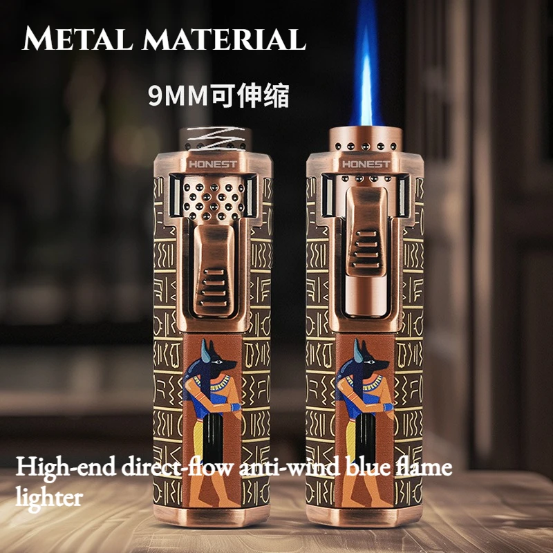 

New High-end Direct-ignition Windproof Blue Flame Cigar Lighter Fashionable Business-style Lighter Cigarette Accessories