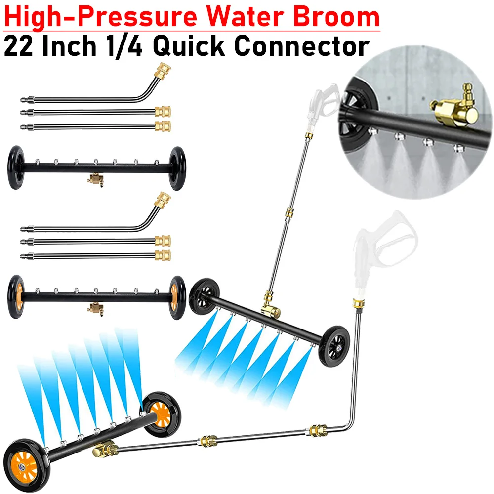 

22 Inch High-Pressure Water Broom 1/4 Quick Connector Car Chassis High Pressure Washer Car Washing Locomotive Bottom Water Broom