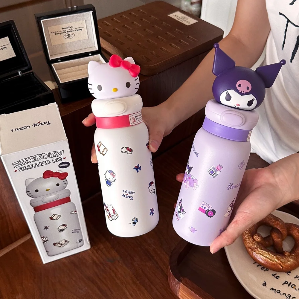 

Оригинальный термос Sanrio Hello Kitty из нержавеющей стали 316, 400 мл, бутылка для воды Kuromi My Melodys, стакан, чашки, подарки на день рождения для девочек