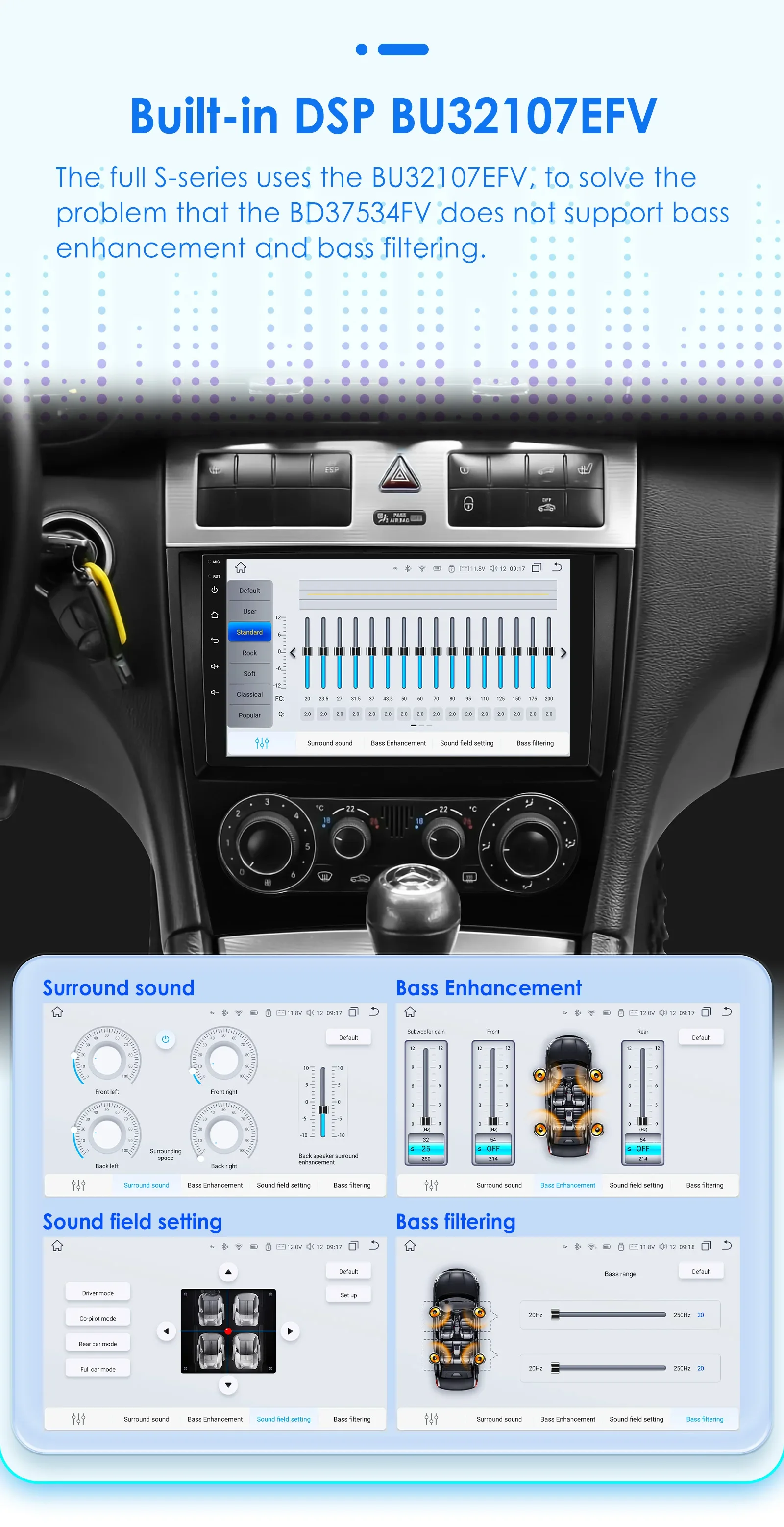 Hizpo 9 Zoll Wireless CarPlay Android Auto Autoradio für Mercedes Benz CLC W203 C-Klasse C180 C200 CLK200 CLK W209 UI7862 360 ° CAM – Detail 11