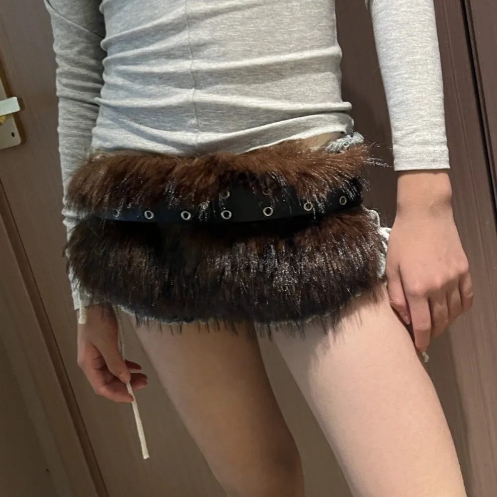 خمر فروي الفراء أحزمة الخصر مثير الخصر سلسلة بو الجلود فاسق حزام البنطال الجينز للنادي الليلي #5