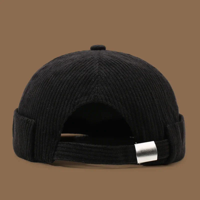 Autumn and Winter Corduroy Brimless Casual Hat, Personalized Yuppies Hat, Men's and Women's Beanies Caps Melon Skin Hat