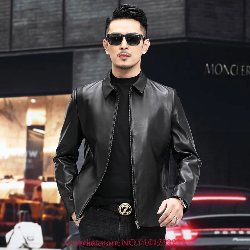 

High Quality Genuine Leather Jacket Men first layer sheepskin coat business Coats Mens flight Jacket