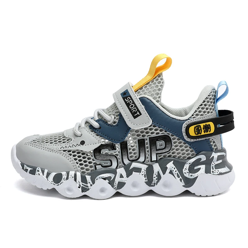 Sneakers Suitable For Boys Aged 4 to 12 and Above Summer Mesh Breathable Grey Casual Shoes Fashion Comfortable Tennis School