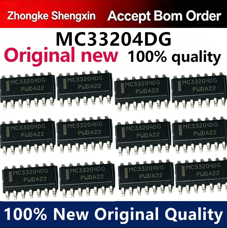 (5pcs-100pcs)Brand new original MC33204DR2G MC33204DG SMT SOP-14 operational amplifier in stock