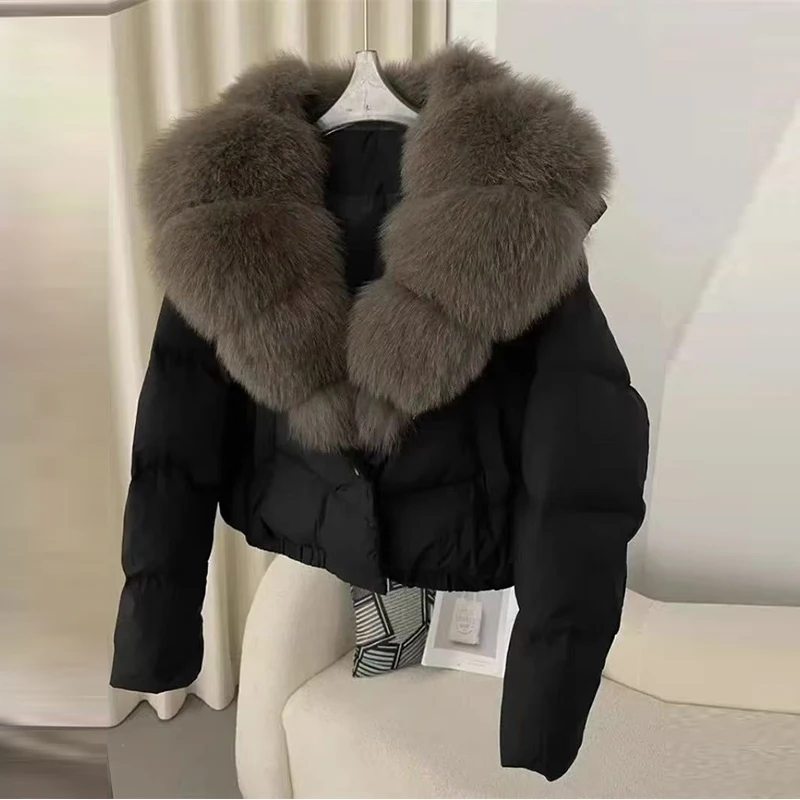 Europese Sle bontkraag dons Jaet dames ort Casual Thiened bovenkleding Koreaanse versie Straight Cut Long Sve