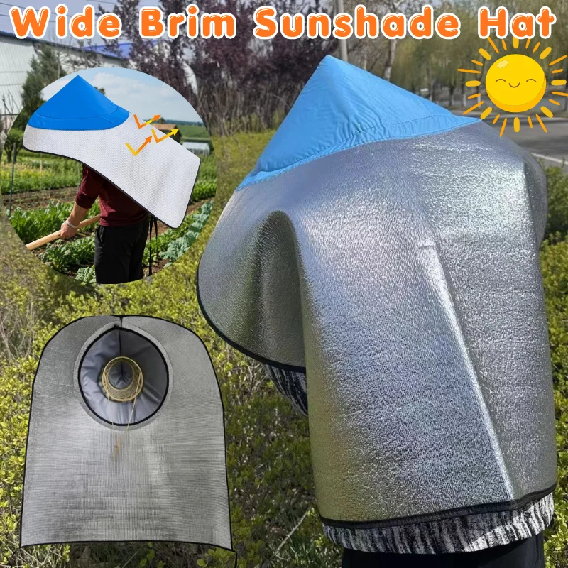 UV Block Reflective Sun Hat Heat Resistant Oversized Wide Brim Sun Shade Hood For Gardening Farming Construction Outdoor Work