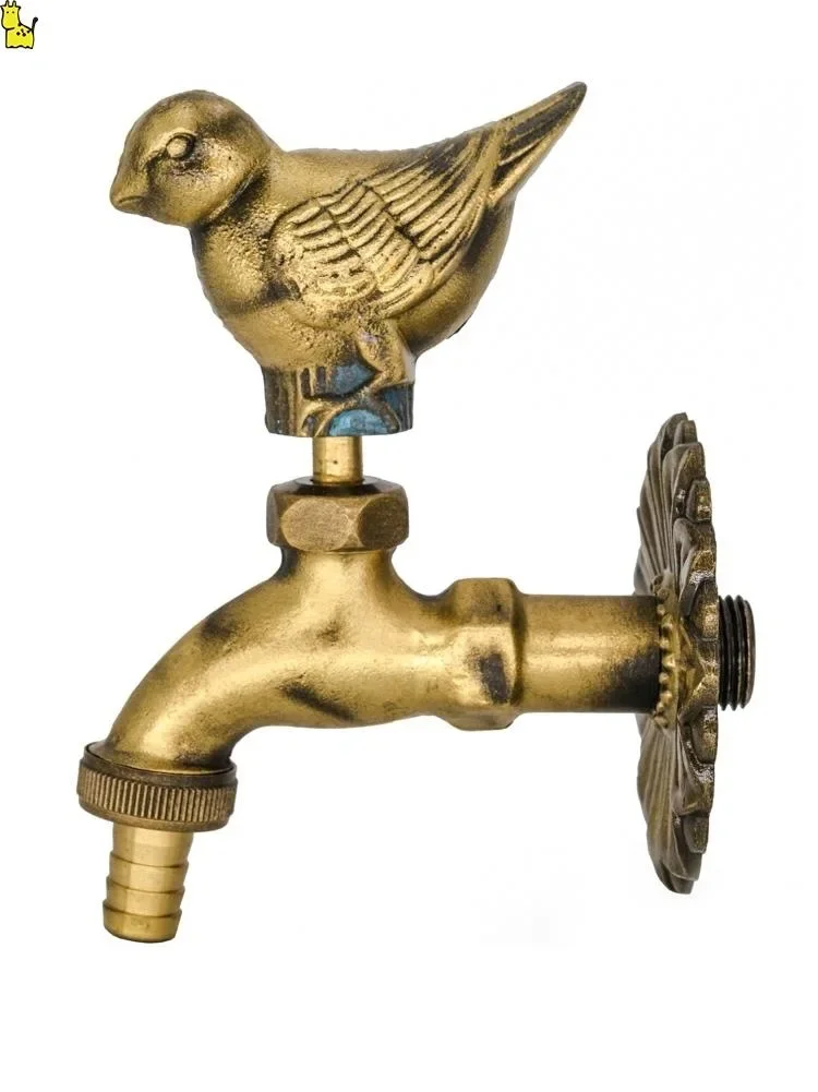 Decorative outdoor faucet rural animal shape garden Bibcock with antique bronze sparrow bird Pigeon tap for washing machine NEW