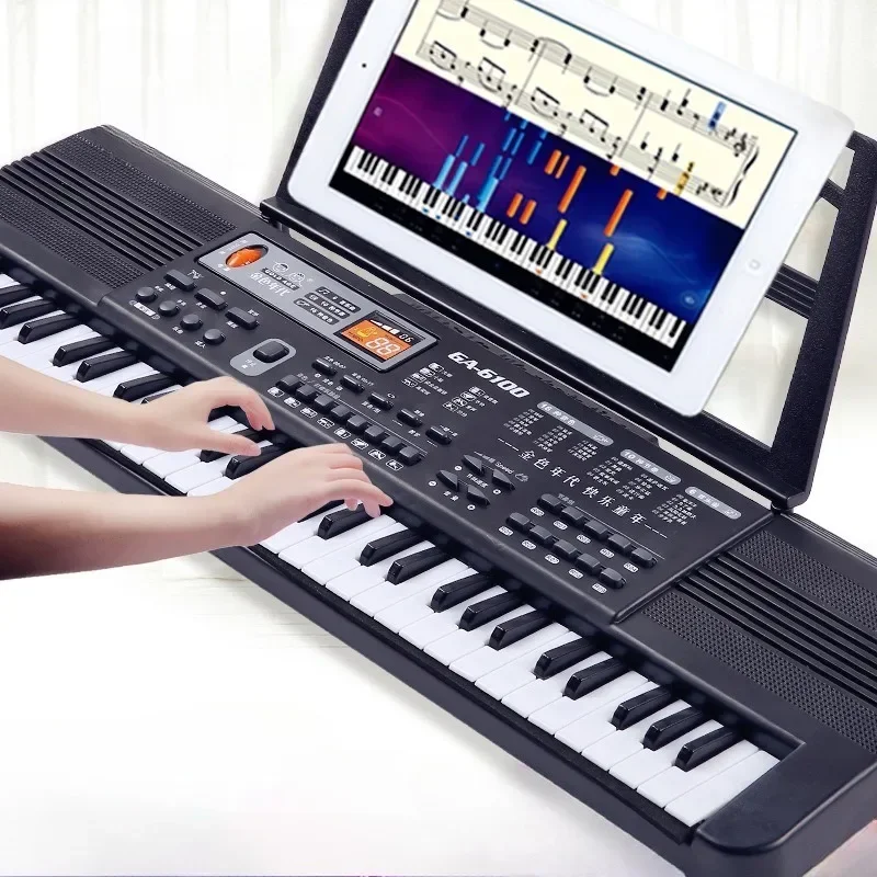 61-Key Portable Electronic Keyboard with Touch Response Keys, Dual Power Mode (Battery/USB), Electric Organ Musical Instrument