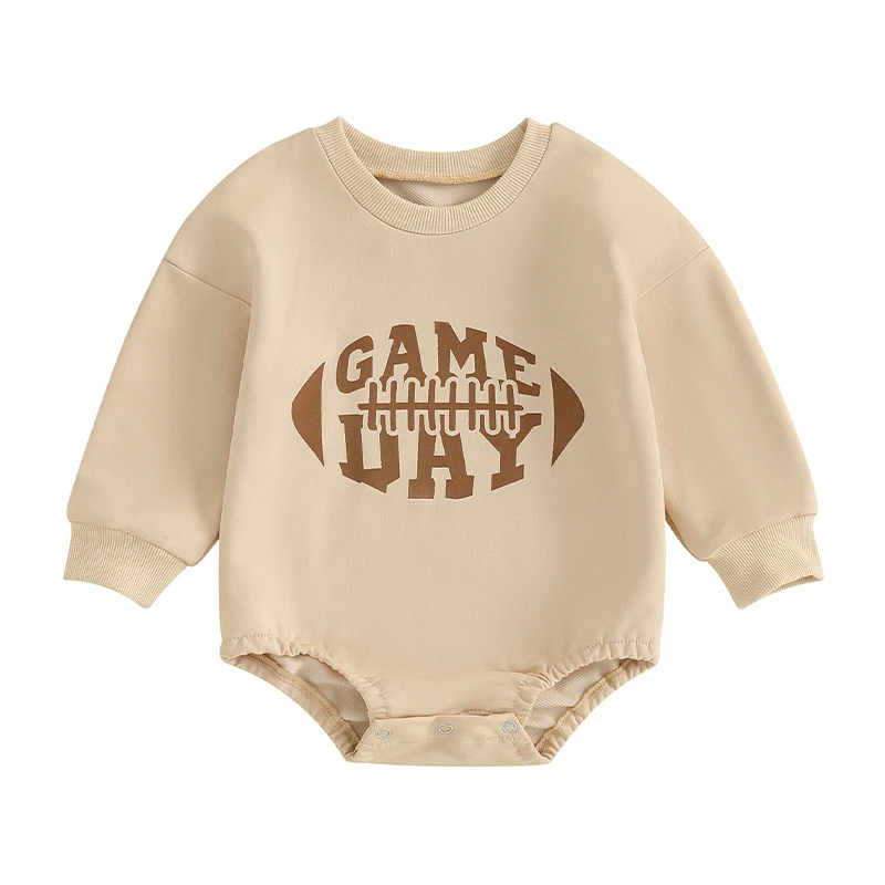 

Baby Long Sleeve Rompers Newborn Casual Letter Print Round Neck Bodysuit Infant Loose Fit Jumpsuits