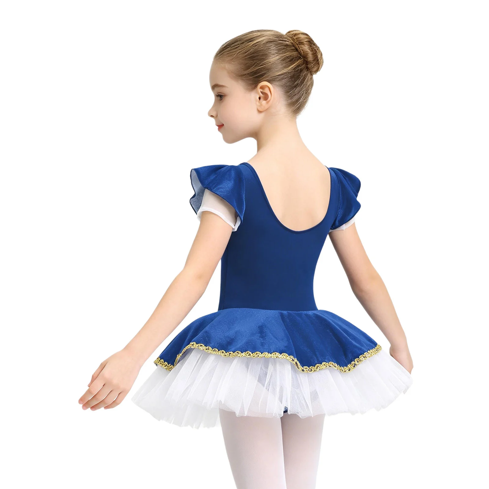Justaucorps tutu de ballet pour filles, combinaison à manches bouffantes, robe en maille à sequins, costumes de ballerine, de fée, de bal, de fête, de cirque ou de maître de cérémonie