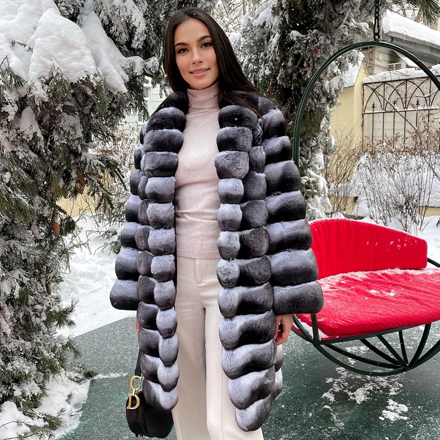 Vestiti invernali da donna cappotto di pelliccia di coniglio reale donna giacca di pelliccia di coniglio Rex naturale moda cincillà pelliccia colorata nuovo stile