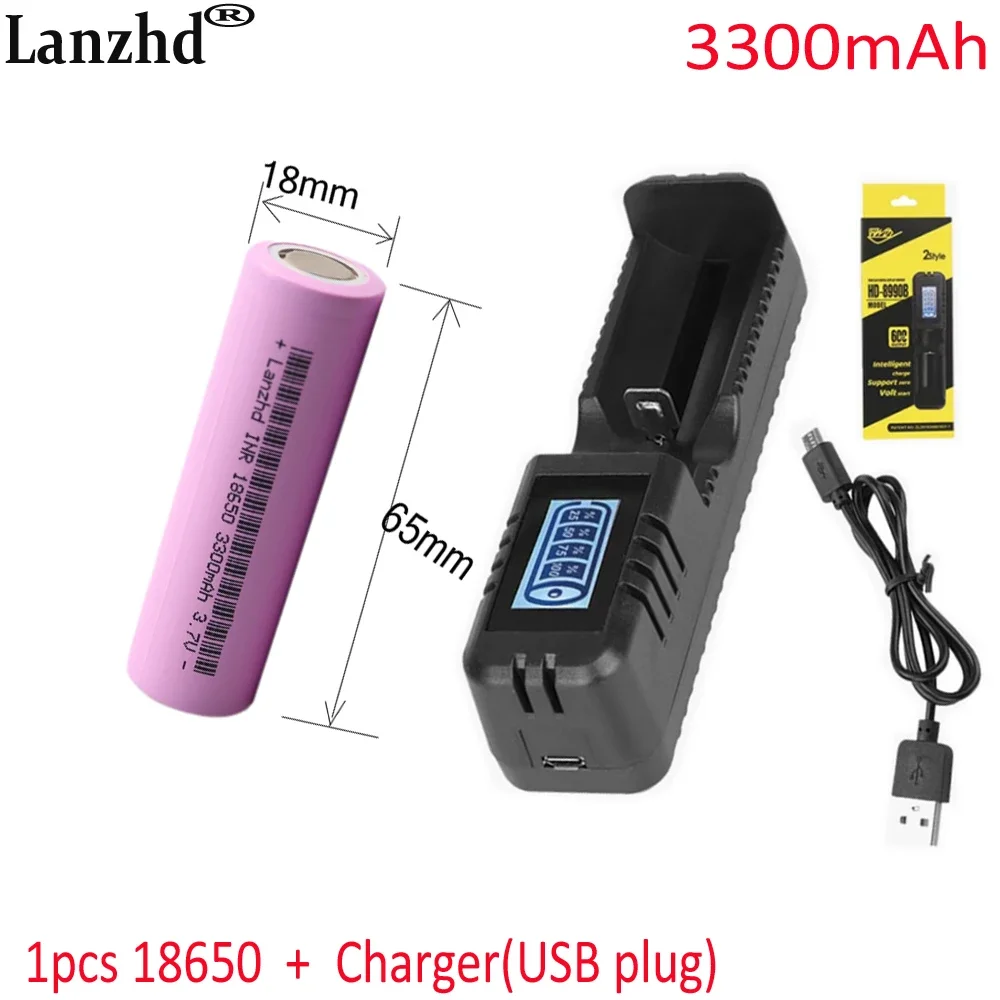 

3300mah 18650 Rechargeable battery with charger For 3.7V battery 18650 21700 16340 26650 14500 AA Li ion lithium batteries