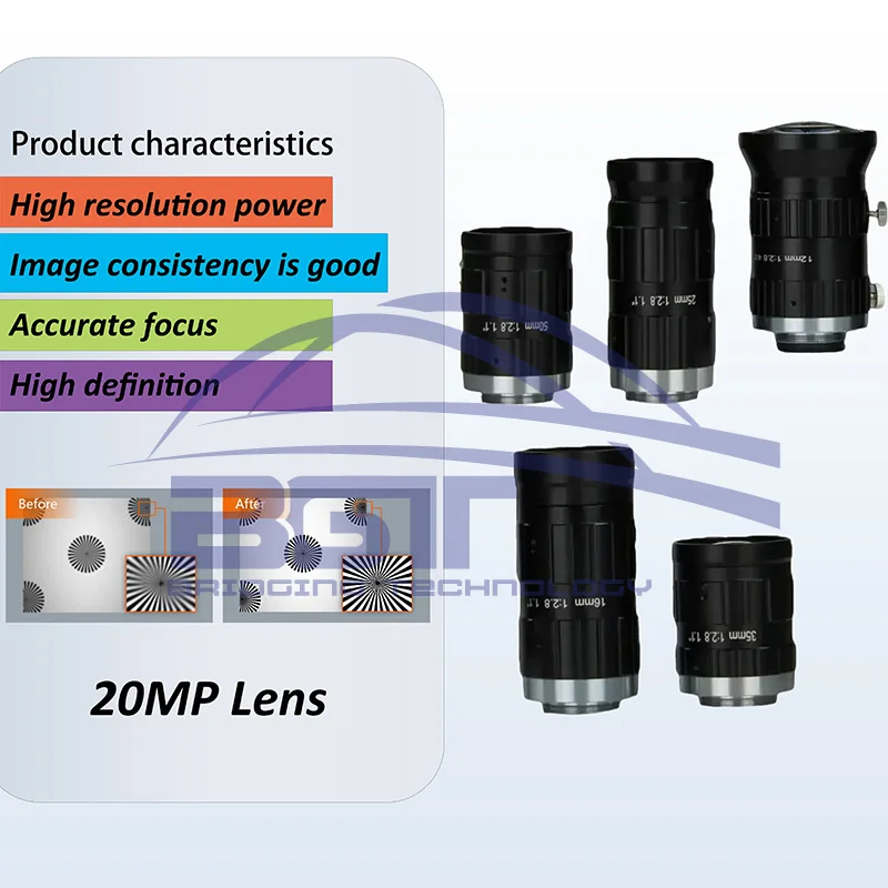 20 MP 12 16 25 35 50 mm C Mount machine vision industrial Fixed Aperture FA lens