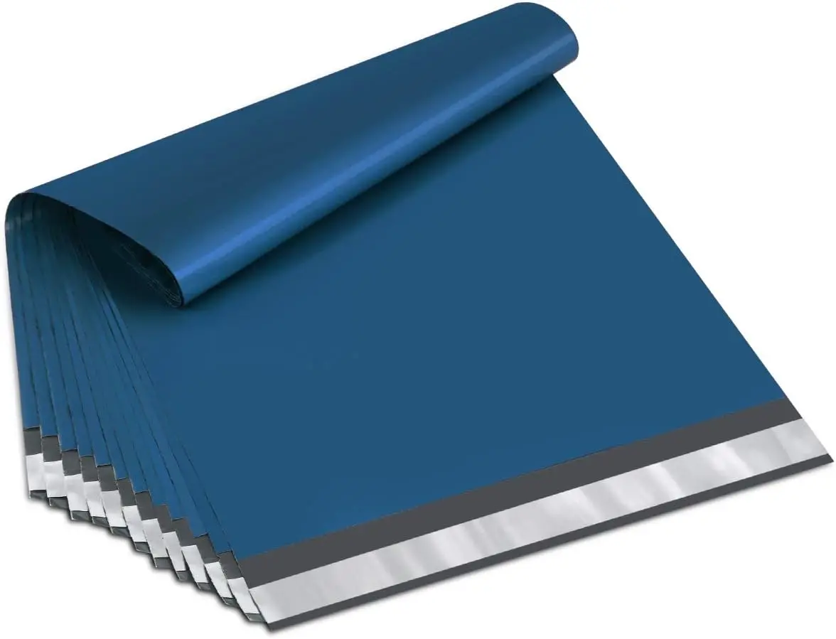 

12x15.5" Navy Blue Poly Mailers - 100 Pack, Strong & Waterproof, Self-Sealing for Clothing