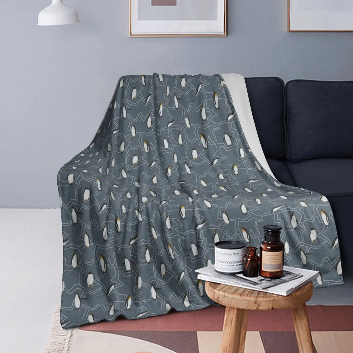 

Penguin Arctic Blanket Soft Warm Flannel Throw Blanket Plush for Bed Living room Picnic Travel Home Sofa