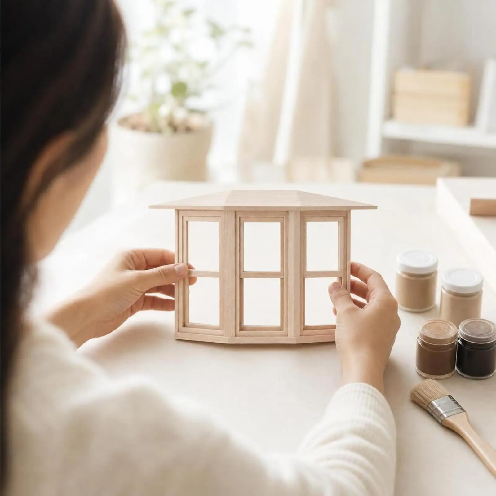 Miniature Pavilion 1:12 Scale Miniature Gazebo Dollhouse Shell Unfinished Diy Model Kit Wooden for Miniaturists, Craft Projects