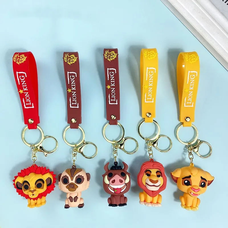 Disney Lion King Keychains Simba Pumbaa Timon Keyring Car Key Ring Phone Handbag Ornament Kids Jewelry Gifts