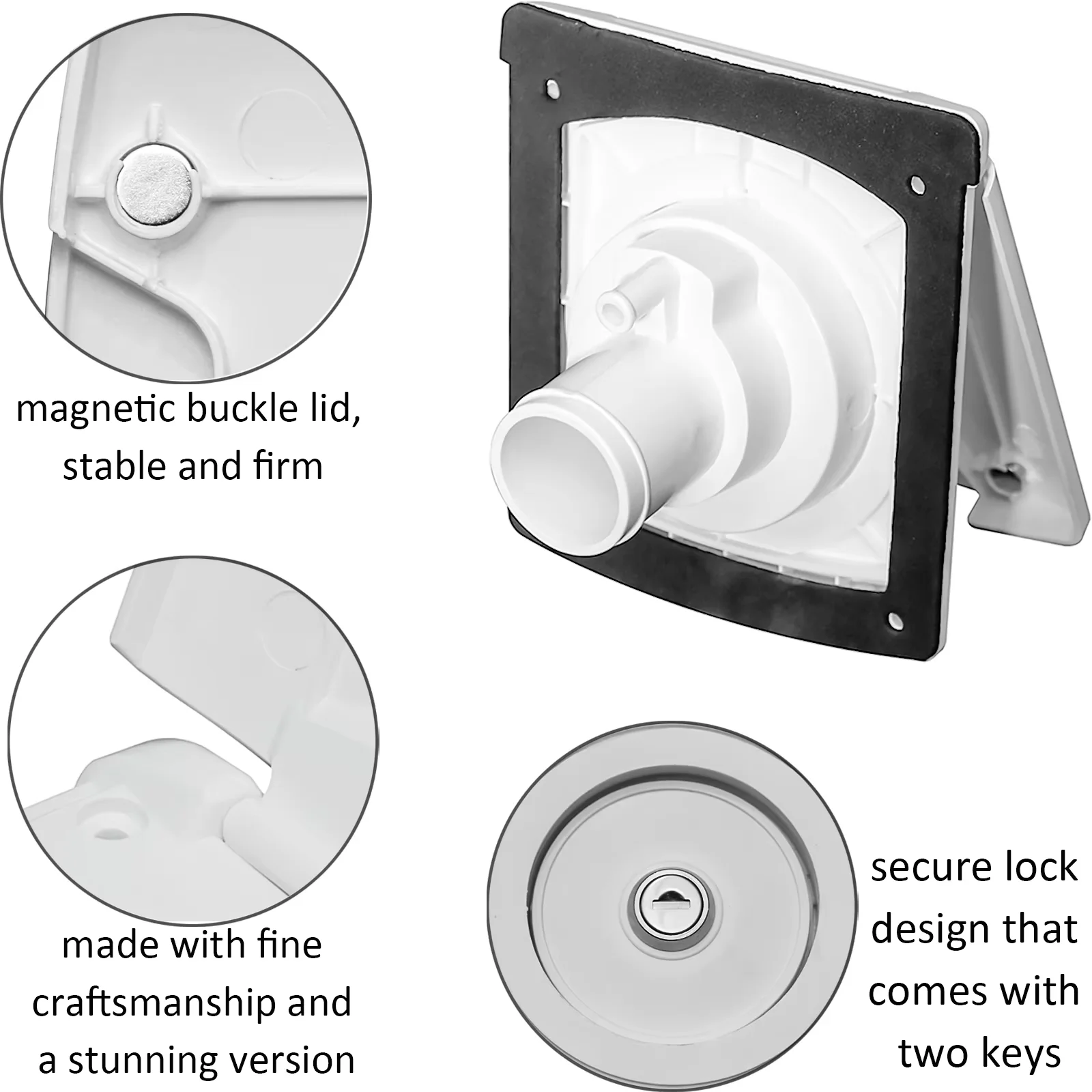 منفذ تعبئة الجاذبية مع غطاء، غطاء حربة مغناطيسي ومفتاح قفل، مناسب لتوصيل المياه العذبة لقارب قافلة التخييم RV #4