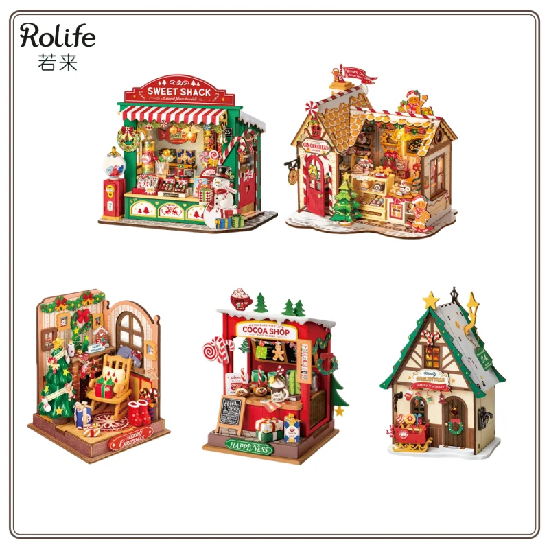 

Новый оригинальный рождественский конфетный киоск RolifeDIY, маленький дом, миниатюрная сборка ручной работы, модель дома, строительные блоки, подарок на Новый год