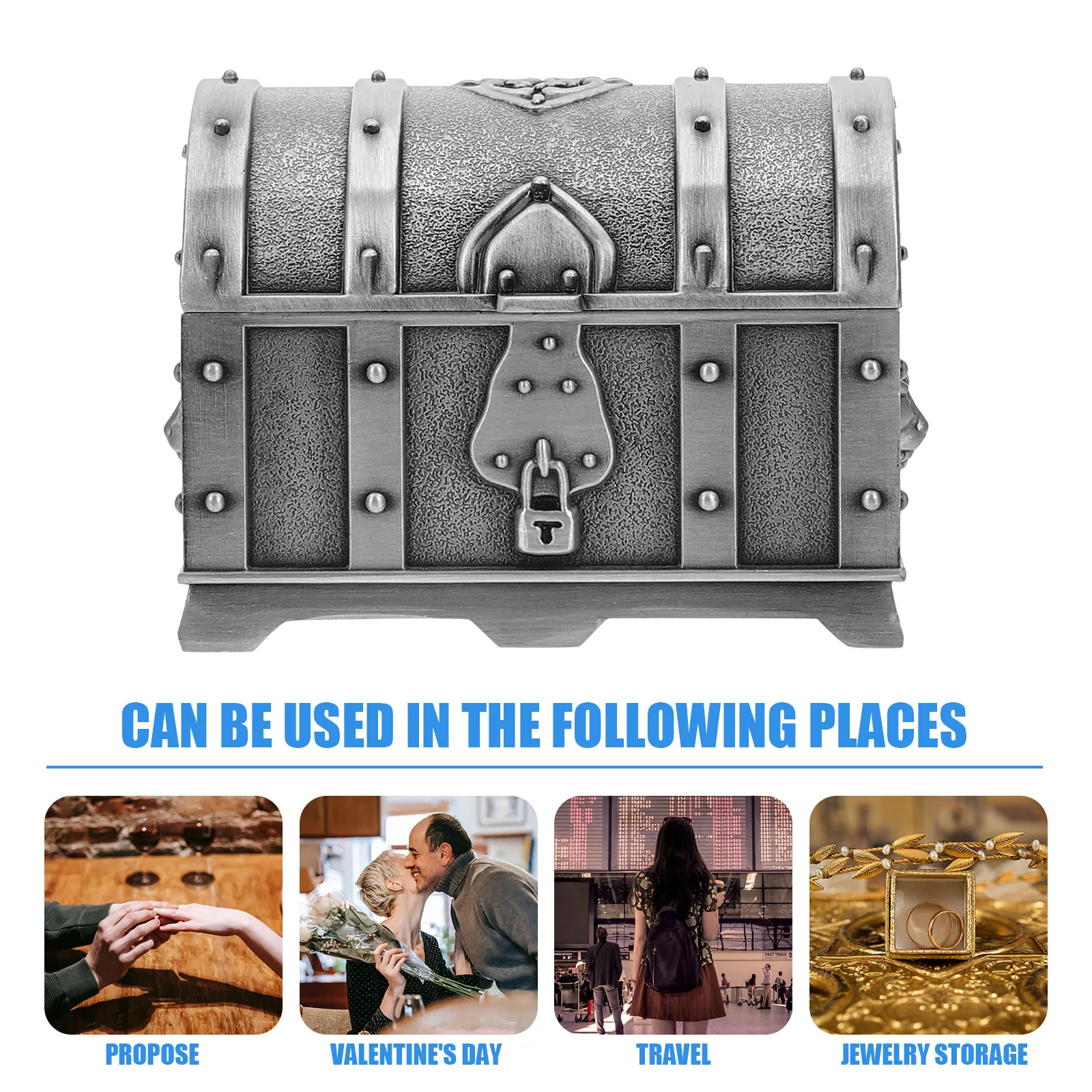 

Chic Vintage Jewelry Storage Box Metal Earring Ring Necklace Organizer Dressing Table Decor Living Room Bedroom Office Display