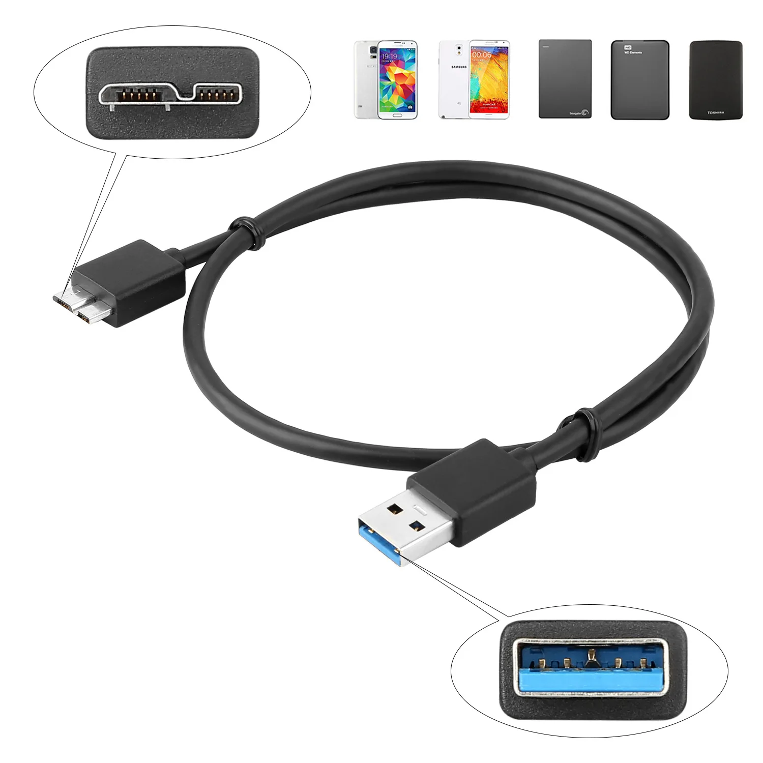 5 Гбит/с USB 3,0 Micro кабель Тип C A к Micro B кабель Зарядное устройство USB Type-c штекер к Micro B Штекер кабель для WD West цифровой жесткий диск