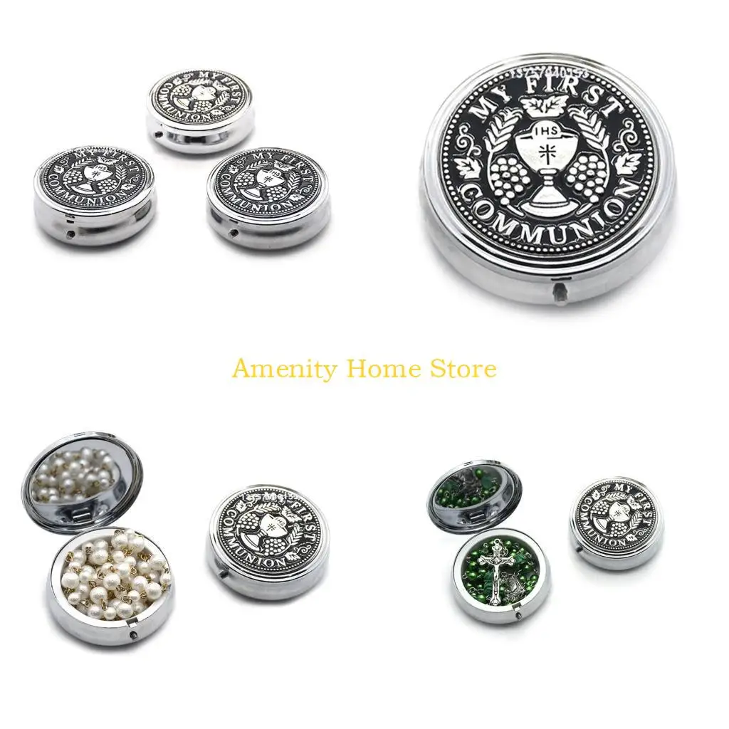F26C Holy Grail Communions Church Souvenirs Rosary Regalo Metal Collar Collar Organizador joyas Almacenamiento pendientes