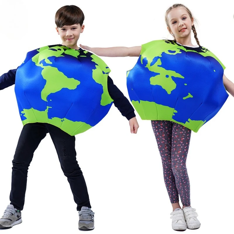 Kids Funny Carnival Party Costume Stage Outfit Halloween Sponge Earth Themed Cosplay Clothing