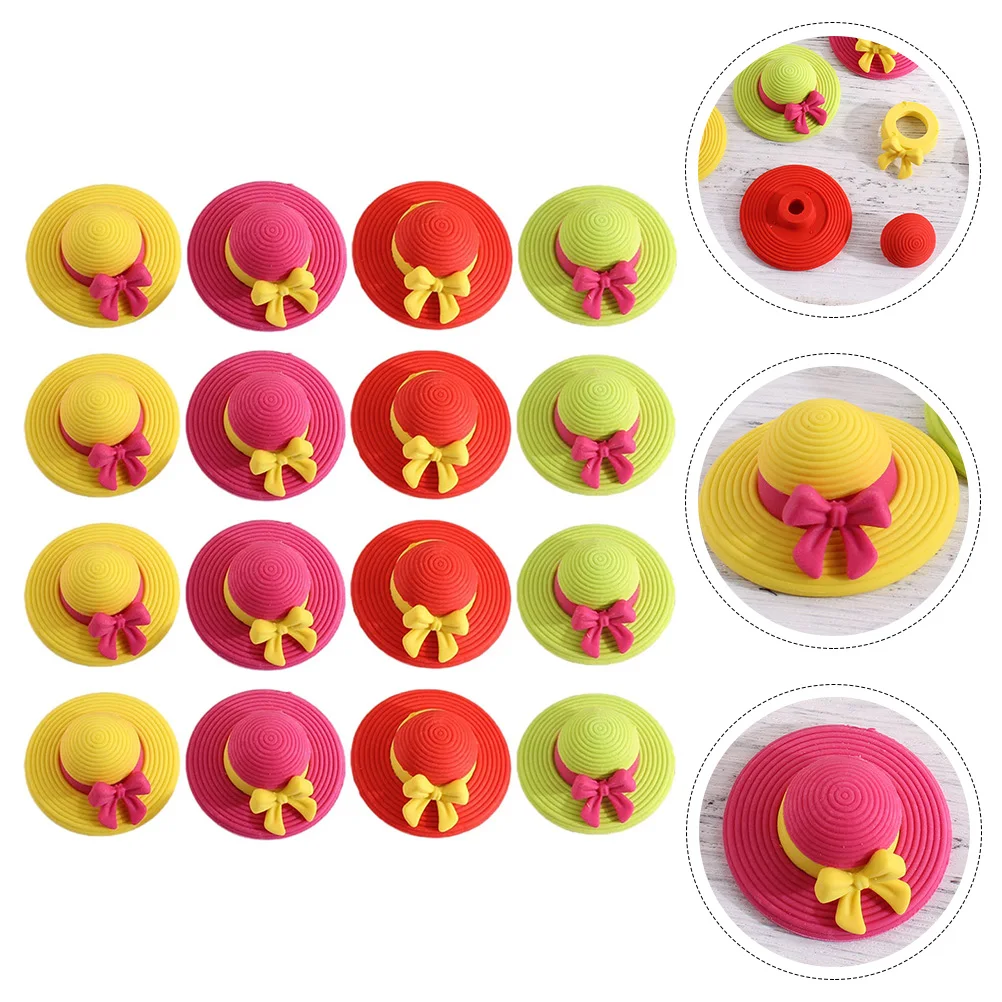 16 шт., ластики для шляп, мини Tpr, детские чистые детские ластики для рисования, резинки, забавные канцелярские принадлежности для студентов, школьные принадлежности, подарок