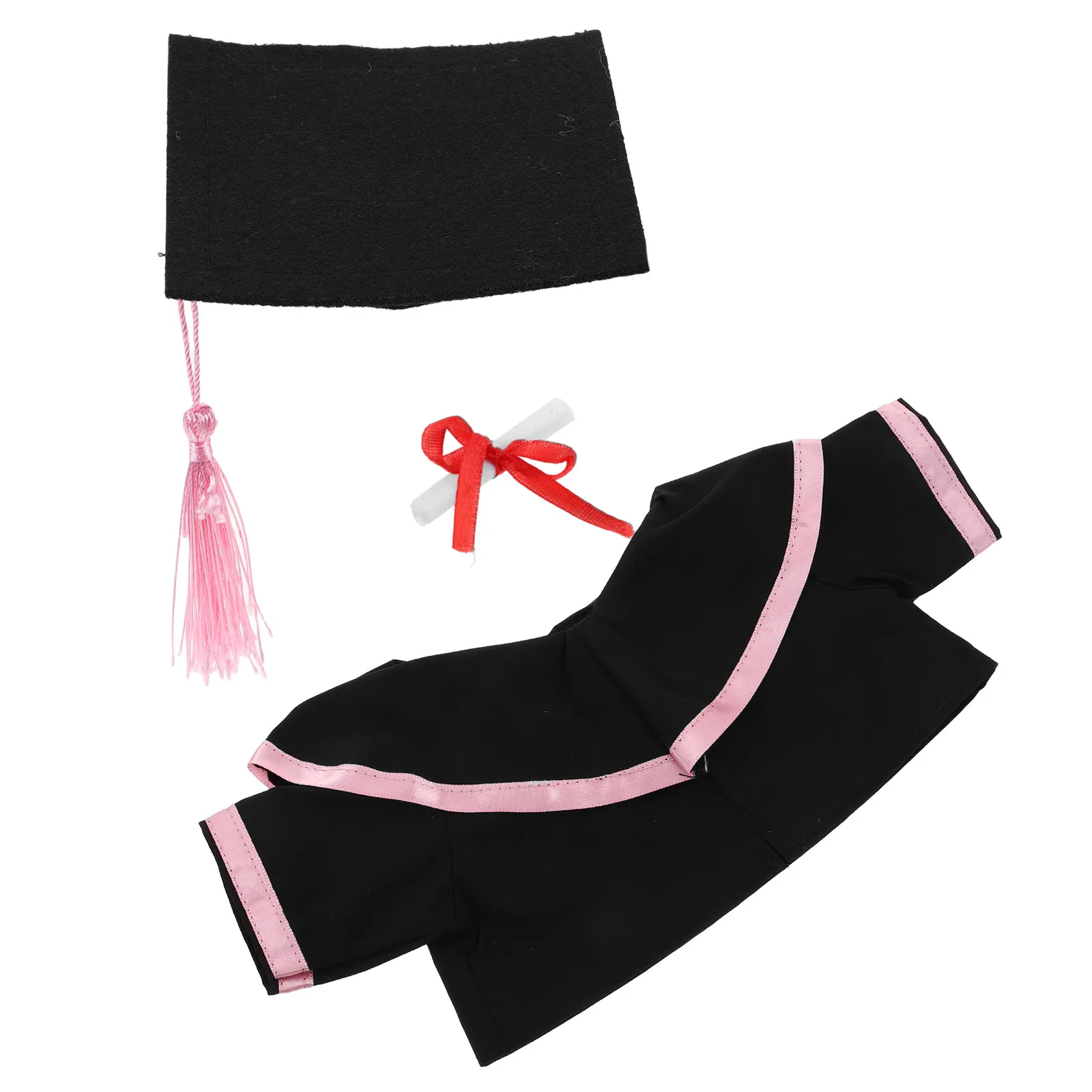 Handmade Graduation Bear Clothes Set Cap Shawl Scroll Flexible Fit for Stuffed Animals Celebration Costume Bear Animal Cap