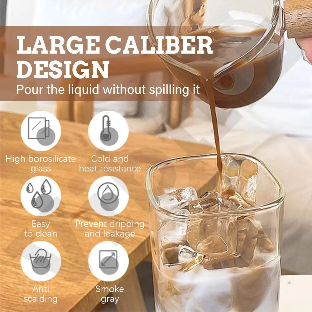 UNTIOR 4pcs Set of Square Glass Cups with Lids and Straw - Portable Drinking Glasses & Coffee Mugs Ideal for Office Home School