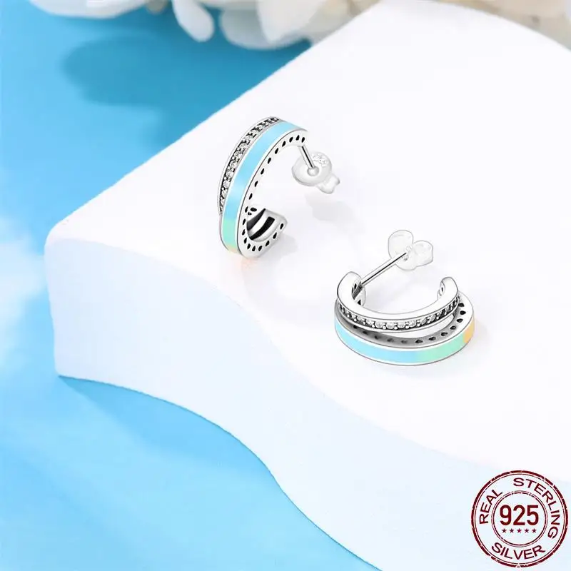 Luxury 925 Sterling Silver Charms Popular Star Sun Fish Earrings For Women Pave CZ Fine Engagement Hot Anniversary Jewelry Gifts