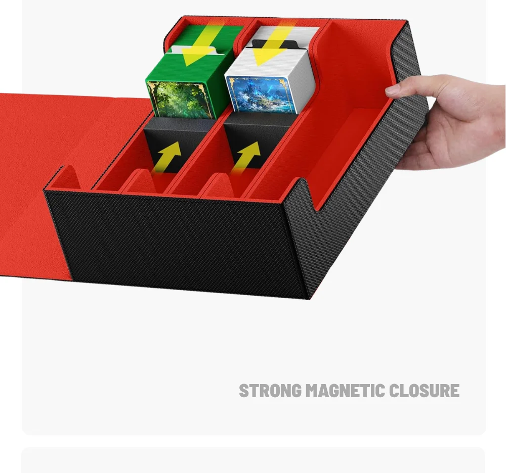 Sammelkarten-Aufbewahrungsbox, für 1800+ Karten mit Hüllen, Magnetverschluss PU-Leder Deckbox für MTG Pokemon YuGiOh Sportkarten Organisation – Detail 6