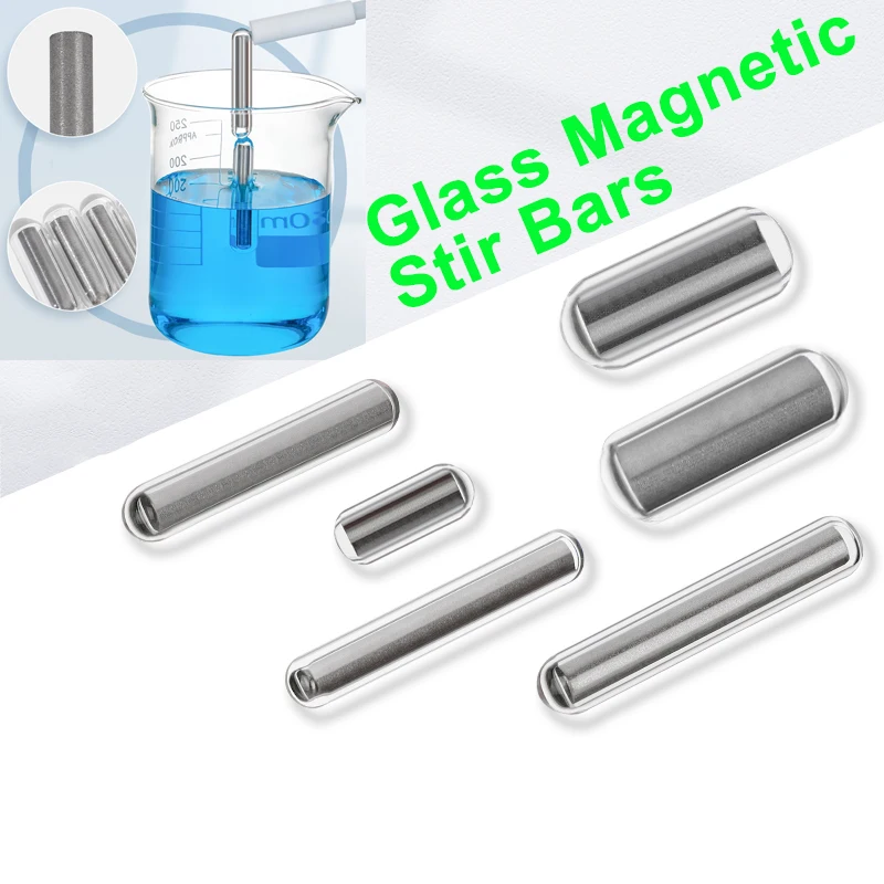 Glass Magnetic Stir Bar Stirrer Magneton Lab Mixer Stirring Spin Bars Cylinder Shaped 4X10mm 4X15mm 8X20mm 8X30mm 8X40mm ,1Piece