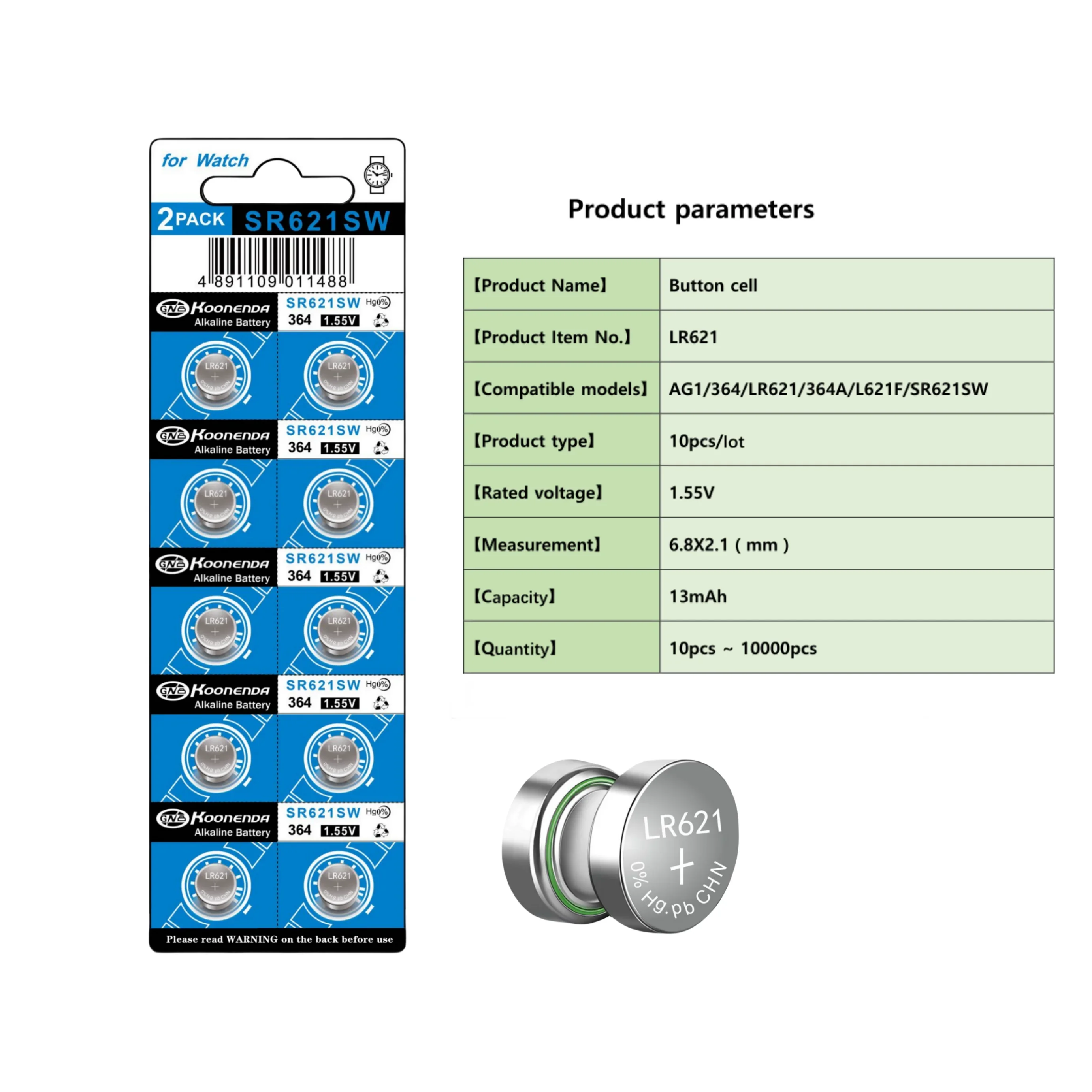 2-50Pcs AG1 LR621 364 Watch Battery 1.55V 364 SR621SW LR621 621 LR60 CX60 Alkaline Button Cell Batteries for Watch Toys Remote