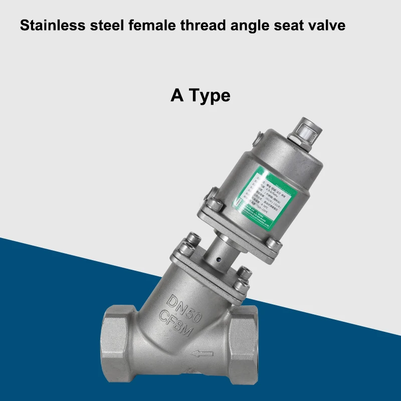 Pneumatic Angle Seat Valve Female thread 304 Stainless Steel Y Type High Temperature Steam Shut-Off Valve