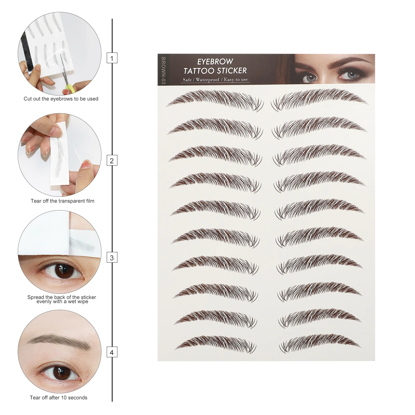 Waterdichte wenkbrauwstickers nepstencils make-up tijdelijke tatoeages overdracht imitatie 6D haarachtige sticker voor schaars