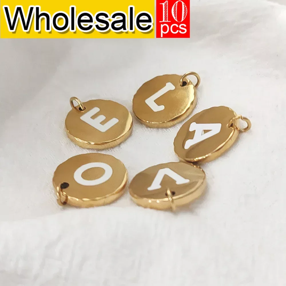 

women 10PCS Stainless Steel Initial Charms Wholesale A-Z Golden Letter Pendant for Making Minimalism Necklace Women's Jewelry