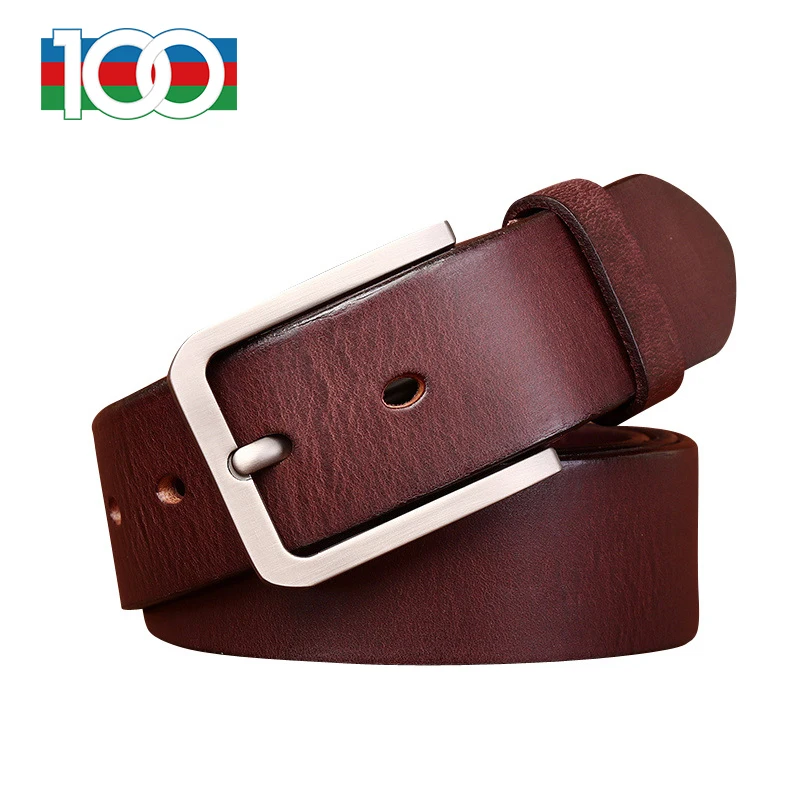 Men's Belt 3.8CM wide Fashion simple casual all match frosted vintage belt men's leather top layer cowhide needle buckle belt