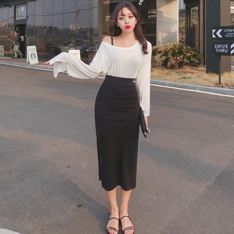 กระโปรงทรงเอไลน์เอวสูงแบบไม่สมมาตร ผ่าข้าง เซ็กซี่ กระชับรูปร่าง ใส่ได้หลายโอกาส สำหรับผู้หญิง ฤดูใบไม้ผลิ/ฤดูร้อน 202