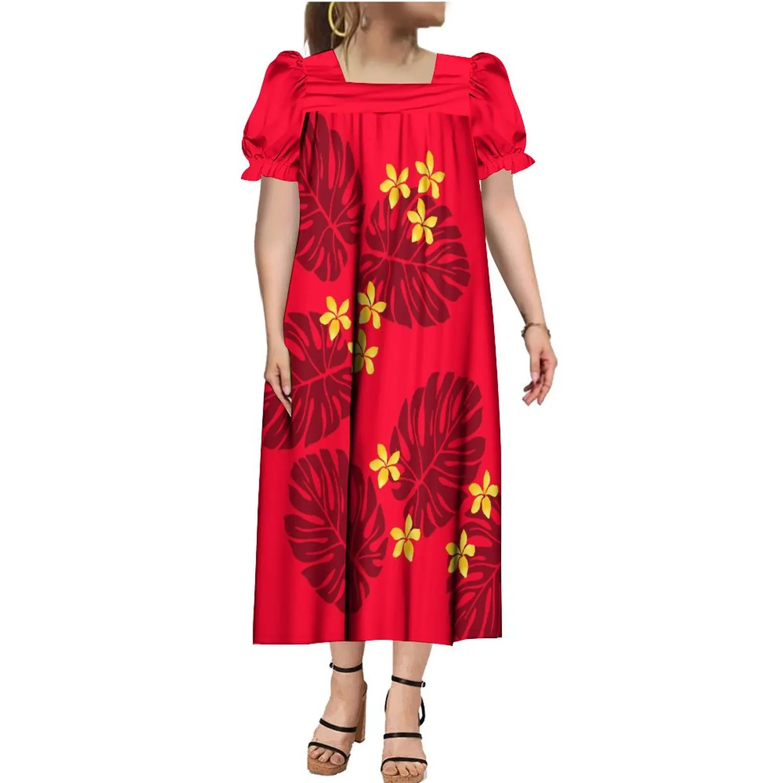 Samoa Women Midi Dress Polynesian Long Dress Customized MUMU Micronesia Style Design Hawaii Seaside Gowns Banquet