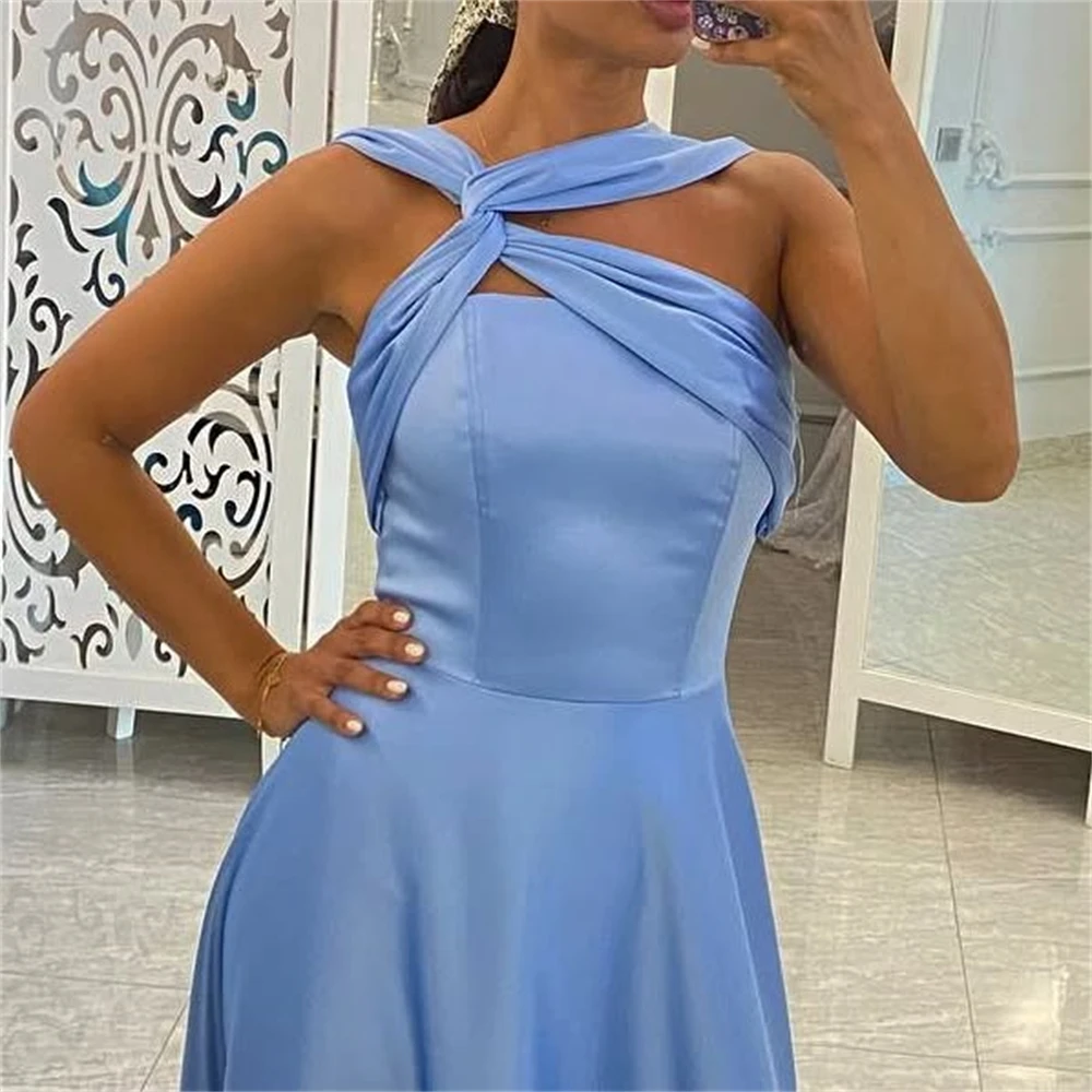 Vestidos de fiesta sin mangas, delicados, sin tirantes, de satén clásico, personalizados, elegantes, corte en A, hasta el suelo, fruncidos, para ocasiones especiales